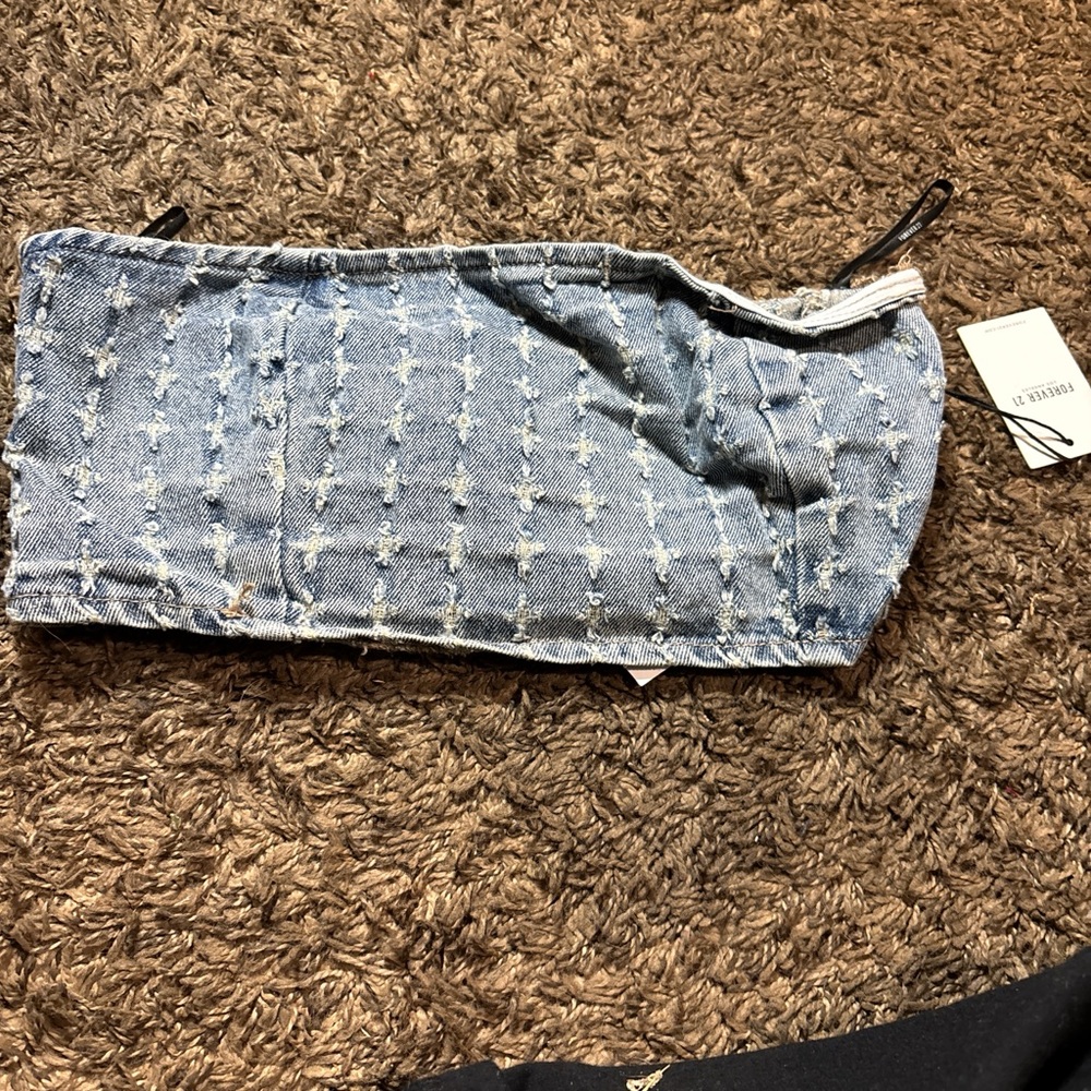 Shein Blue Denim Tube Top